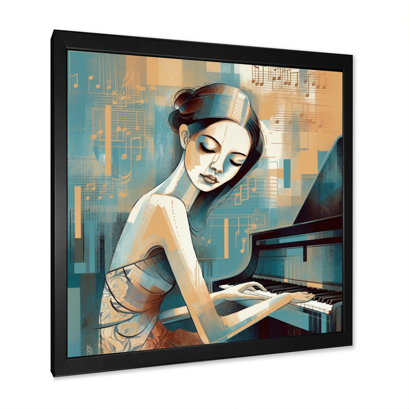 Classician Pianist I - impression, Toile encadrée noire à coins fermés, H 16 po x l 16 po x P 1 po
