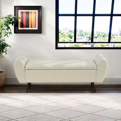 Banc de rangement en cuir végétalien pour lit très grand l 55 po Shaneta