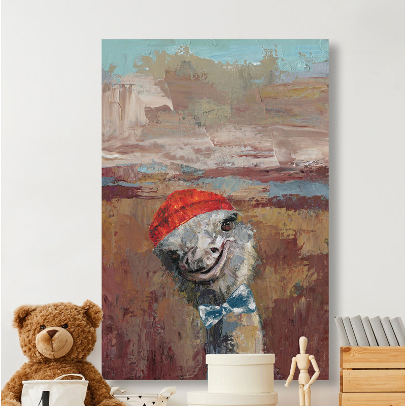 « ludique autruche », reproduction sur toile, H 24 po x l 16 po x P 1,5 po