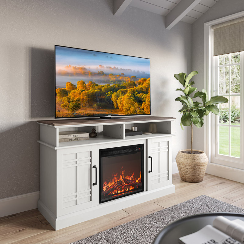 Wister TV Stand Fireplace for TVs up to 50" Fireplace, White