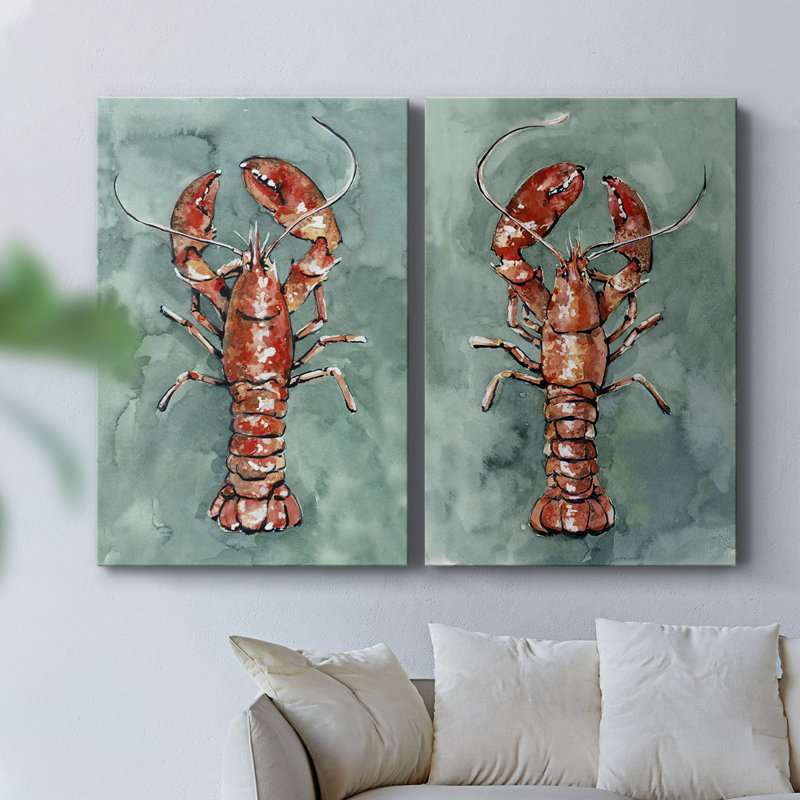 Toile tendue avec châssis I-Premium Aquatic Lobster, H 48 po x l 64 po