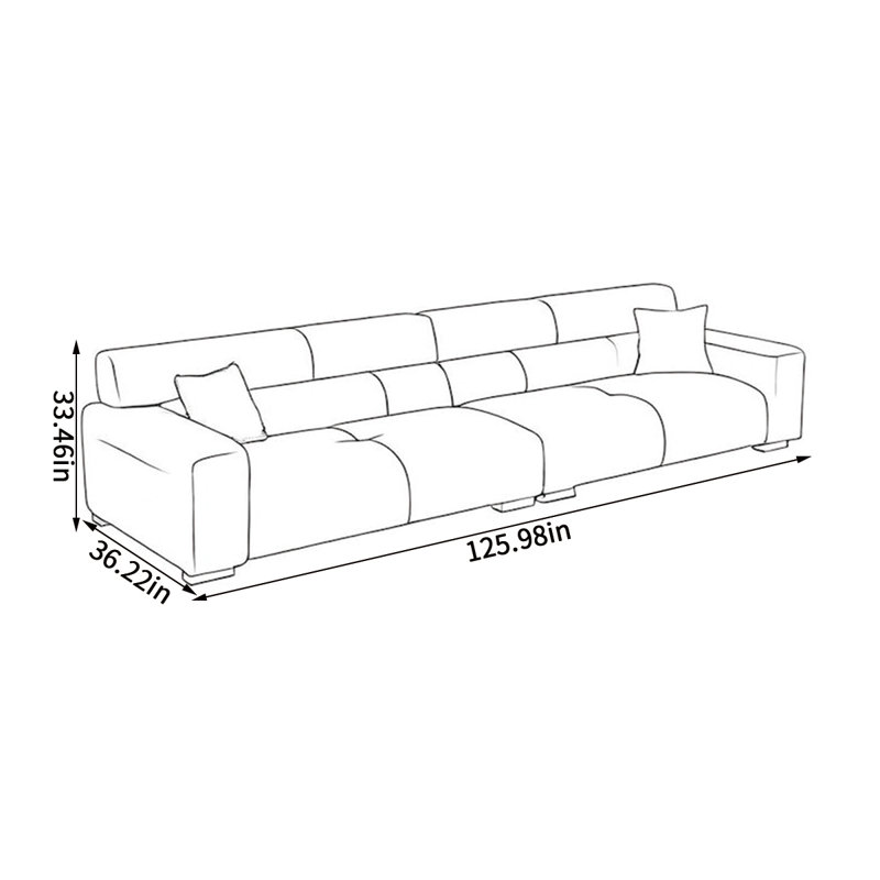Canapé moderne en velours simple, H 33,46 po x l 125,98 po x P 36,22 po, 5