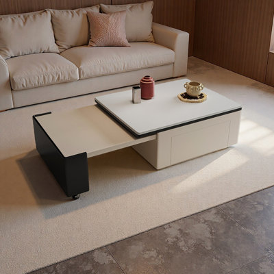 Table basse extensible cachée avec roulettes silencieuses