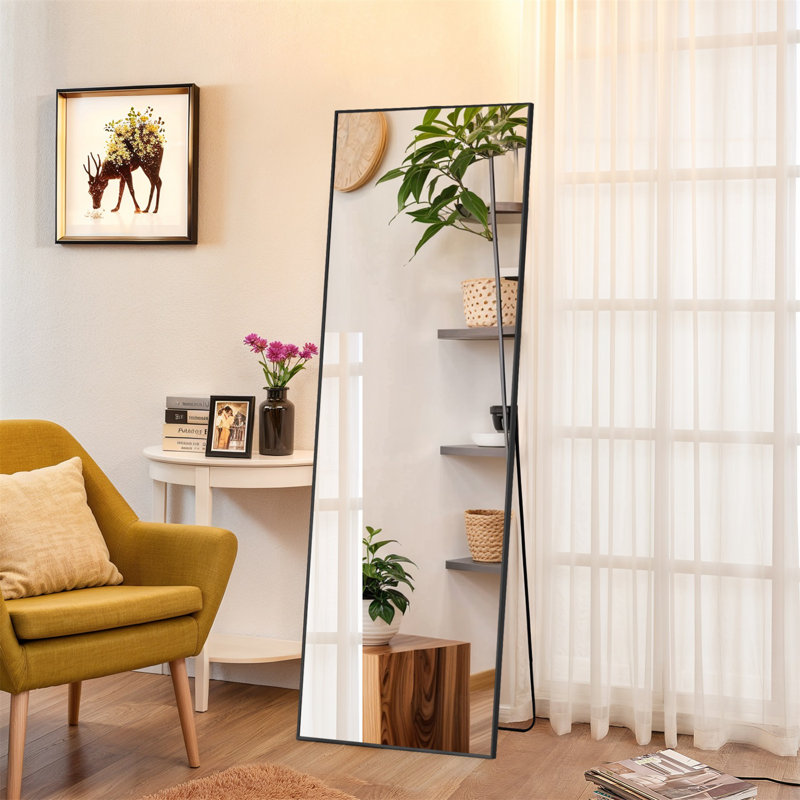Miroir de plancher pleine longueur, 64 po x 21 po, Noir
