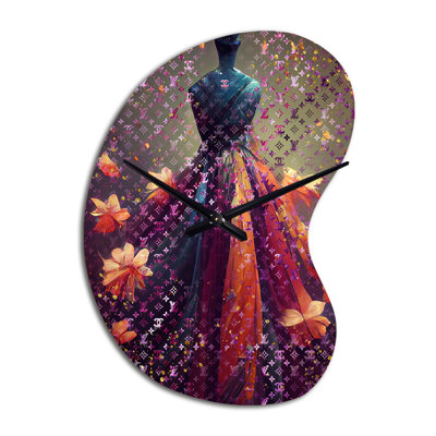 Luxurious Fantasy Dress I - Asymmetrical Fashion Metal Wall Clock, Unique shape Clock Print