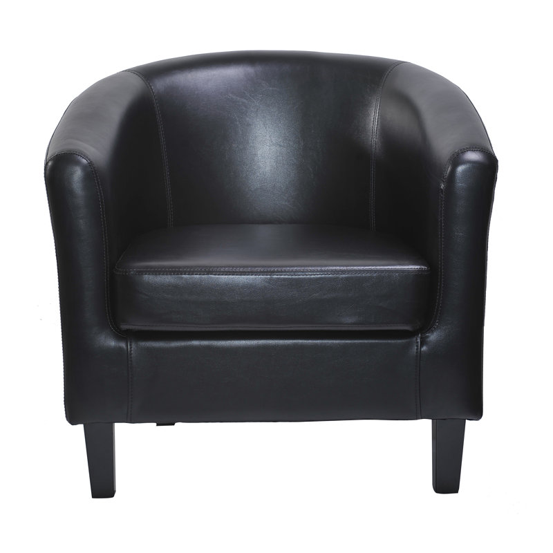 Isadora Faux Leather Barrel Chair, Black