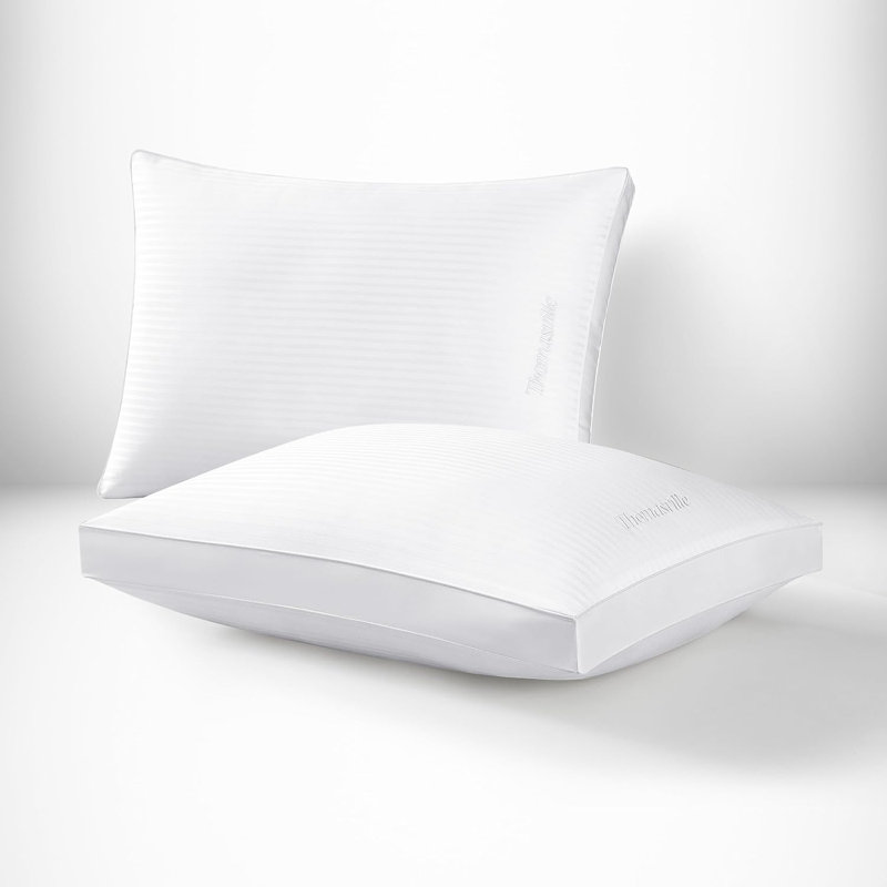 Adamstown 400 Thread Count Cotton Dobby Stripe Hotel Style Bed Pillow Set Of 2, Standard