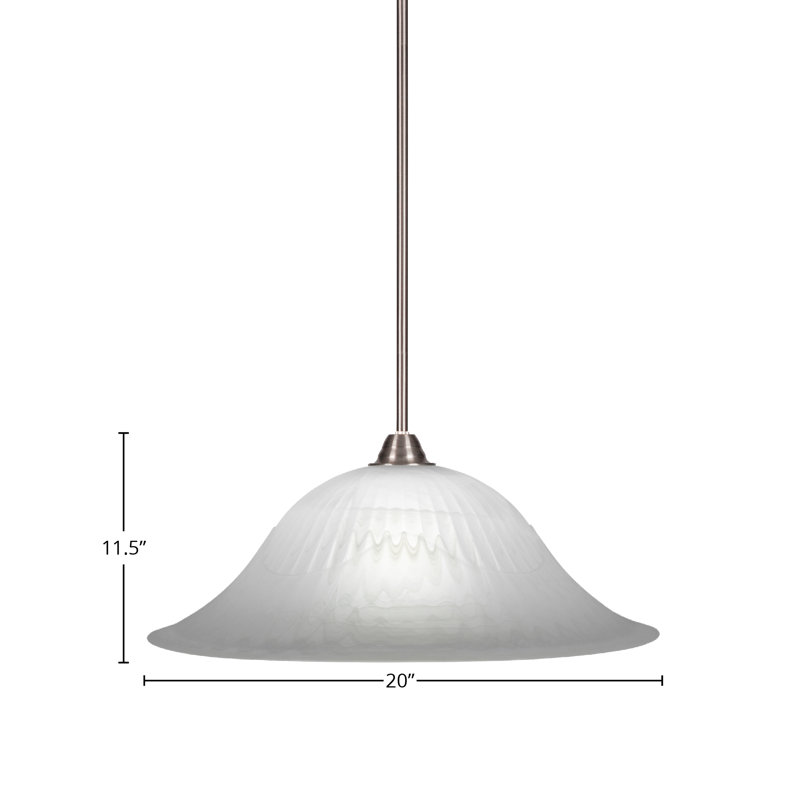Luminaire suspendu Averyon Paramount, fini nickel brossé et verre tourbillon blanc albâtre
