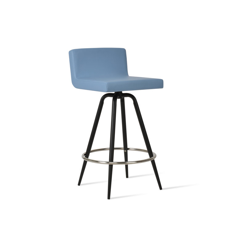 Tabouret pivotant Dallas Max, Tabouret de bar (siège d'une hauteur de 29 po), Noir, Bleu