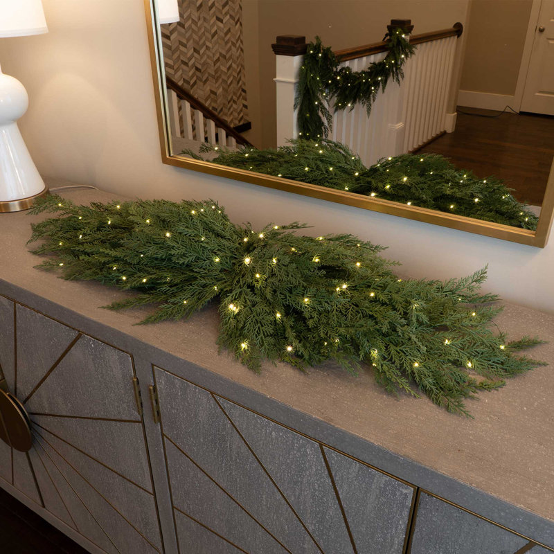Pre-Lit LED Table Top Swag - Cypress