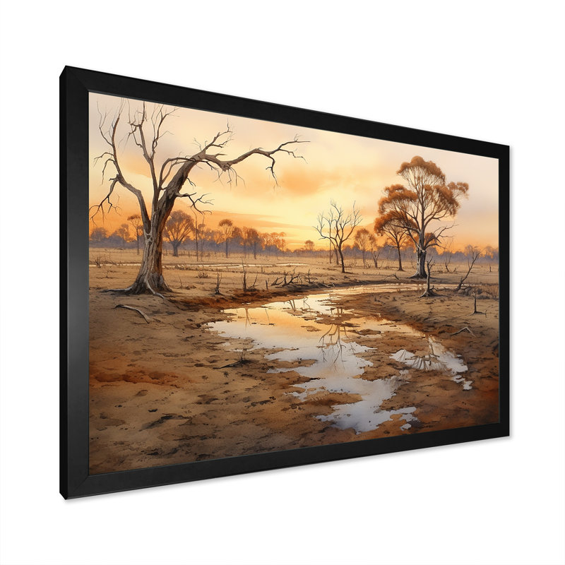 Paysage australien australien VI - Australie, art mural, Cadre d'angle fermé noir, H 12 po x l 20 po x P 1 po