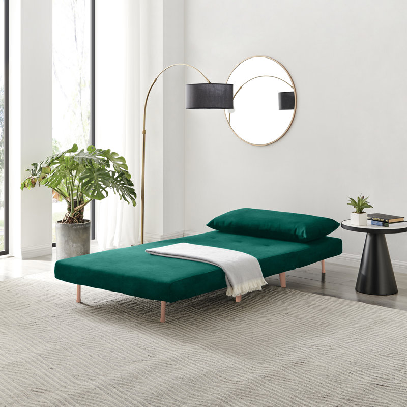 Berlyn Armchair and Single Futon - Luxury Modern Design, Green Velvet