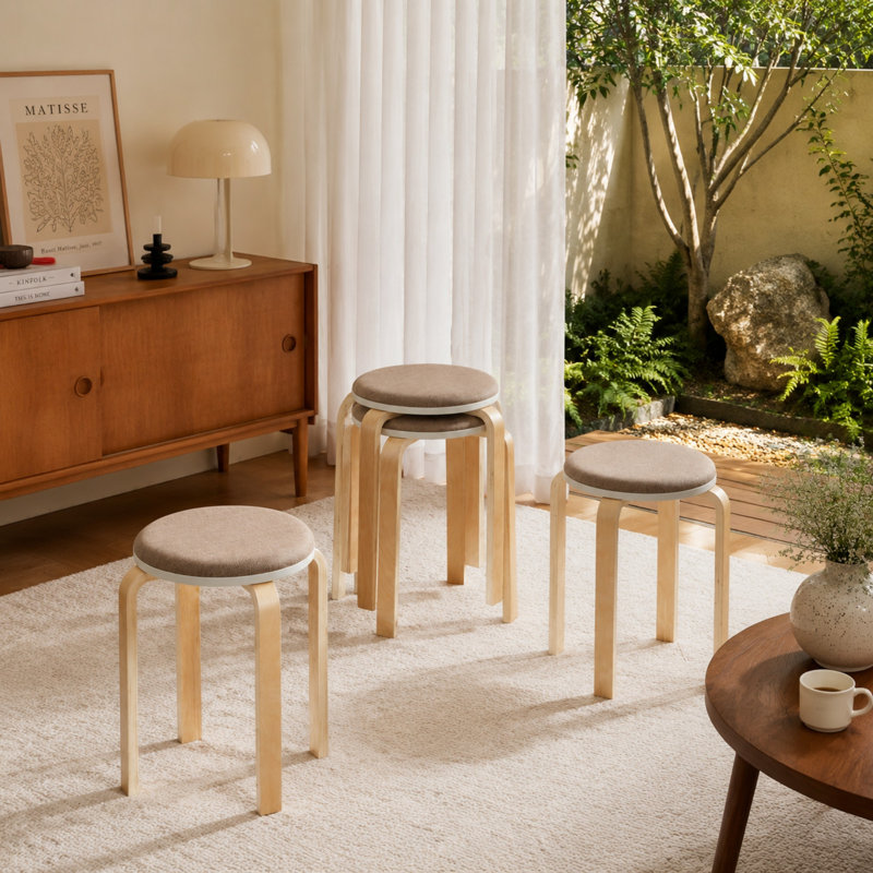Solid Wood Accent Stool, Coffee