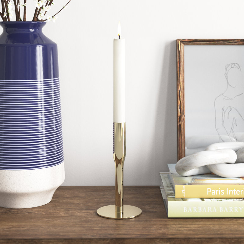 Metal, Taper Candle Holder, 8" H x 4" W x 4" D, Gold