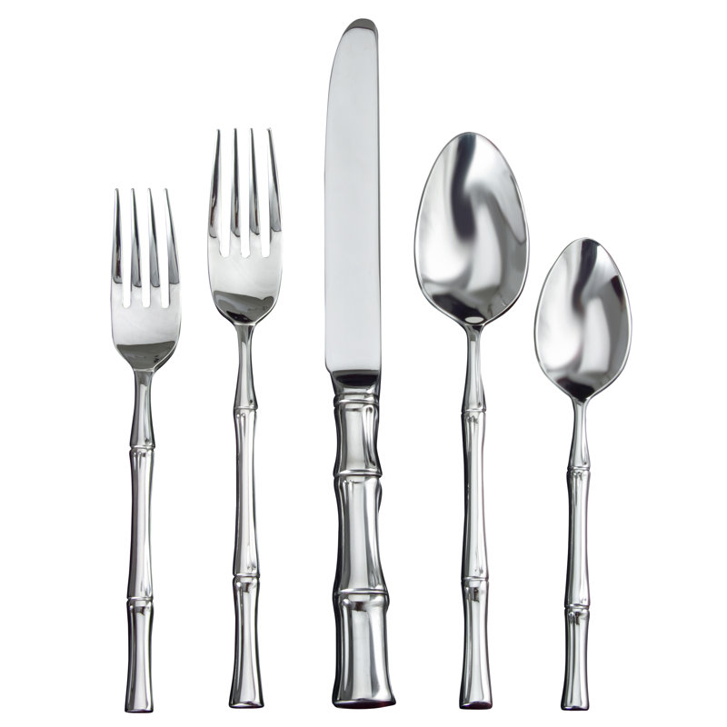 Bamboo Satin 5 - Piece Stainless Steel Flatware Set - Service for 1