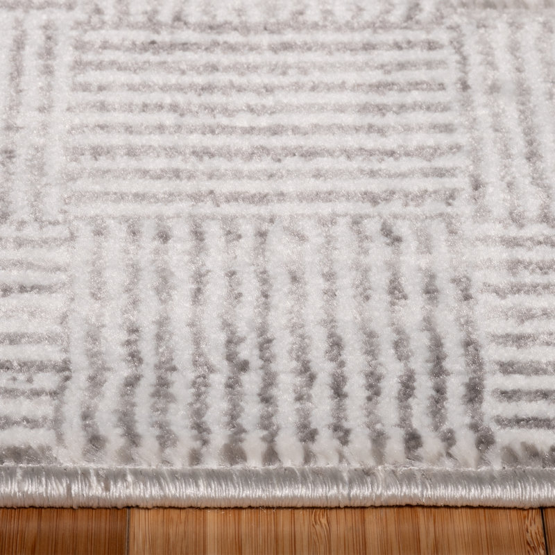 Checkered High-Low Indoor Area Rug, Charcoal Gray Modern Geometric Textured Polyester – Migliore Lyla, Rectangle 7'10" x 10'
