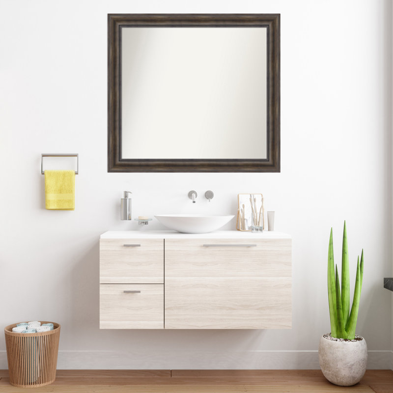 Miroir mural en bois massif Bostynn, Rectangle, H 34,5 po x l 37,5 po