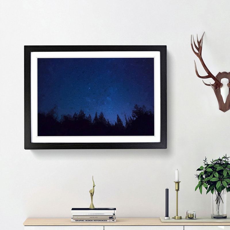 Stars at Night - Picture Frame Graphic Art Print, 27cm H x 36cm W , Black Framed