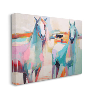 «Pastel Stallions Duo On Canvas» par Irena Orlov, peinture
