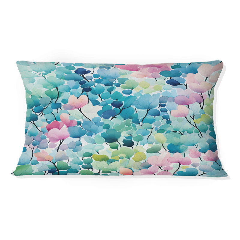 Aquarelle excentricité rose et bleu II - coussin imprimé