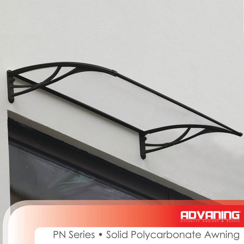 Advaning PN Series Convex Door Awning, 8.3" H x 55" W x 31.5" D, Black