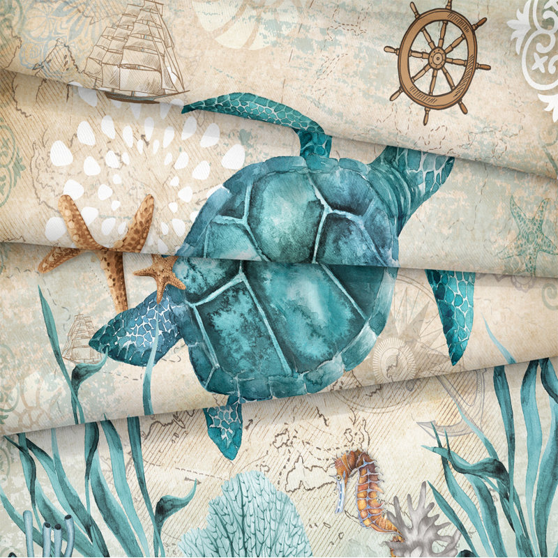 Ensemble d'édredon Turtle, Queen Comforter + 3 Pillowcases, Imprimé animal bleu sarcelle