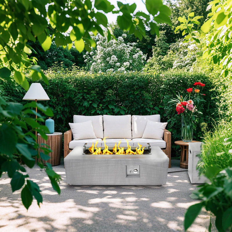 42 inch Patio Propane Fire Pit Table with RGB lights, 50,000 BTU Outdoor Patio Heating