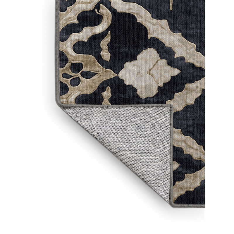 Machine Washable Gray Area Rug, Round 6'