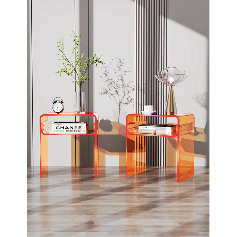 Table de chevet, table de salon ou table de chevet en acrylique (ensemble de 2), Orange