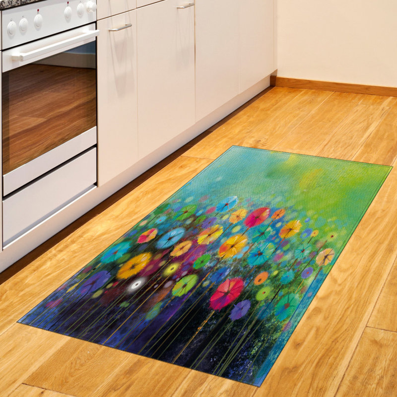 Floral High Density Long Fiber Poly Threads Decorative Area Rug Carpet, Rectangle 2'7" x 5'
