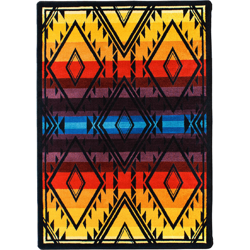 Tapis jaune Menik Southwestern, Rectangle 5 pi 4 po x 7 pi 8 po