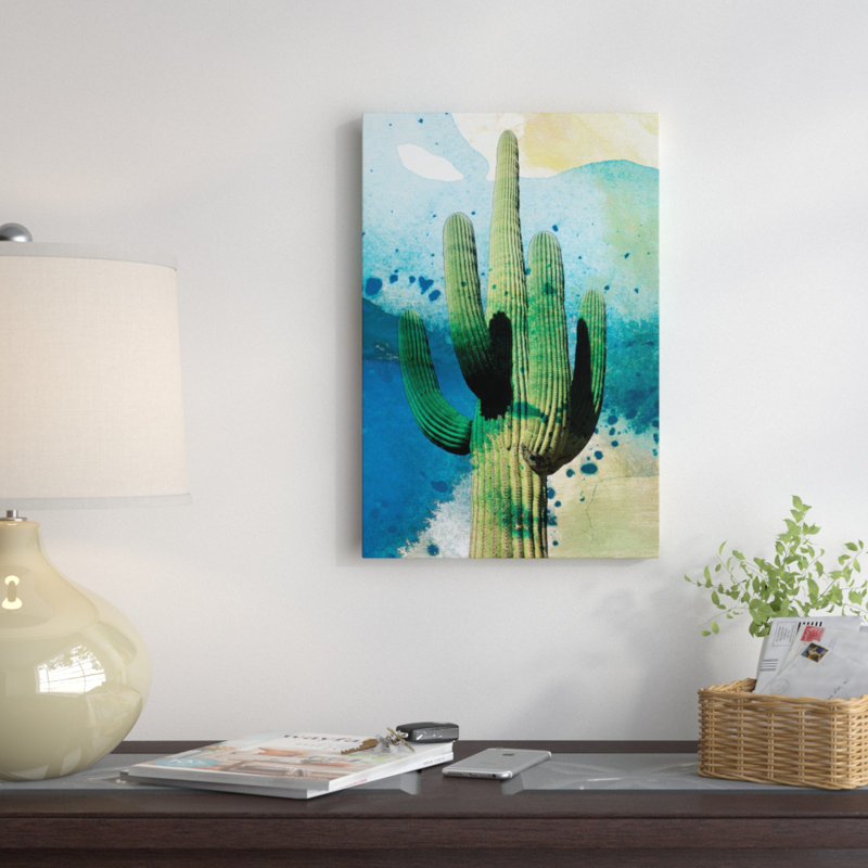 «Cactus Abstract» par Sisa Jasper, reproduction sur toile tendue, Papier d'art encadré noir, Blanc