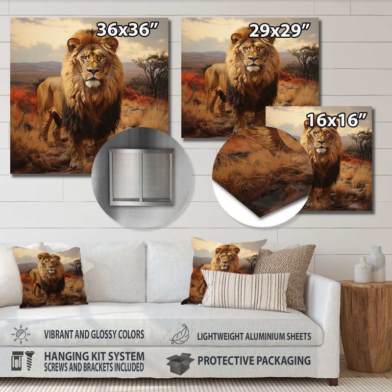 Décoration murale Lions Savannah Horizon - Lion, H 16 po x l 16 po