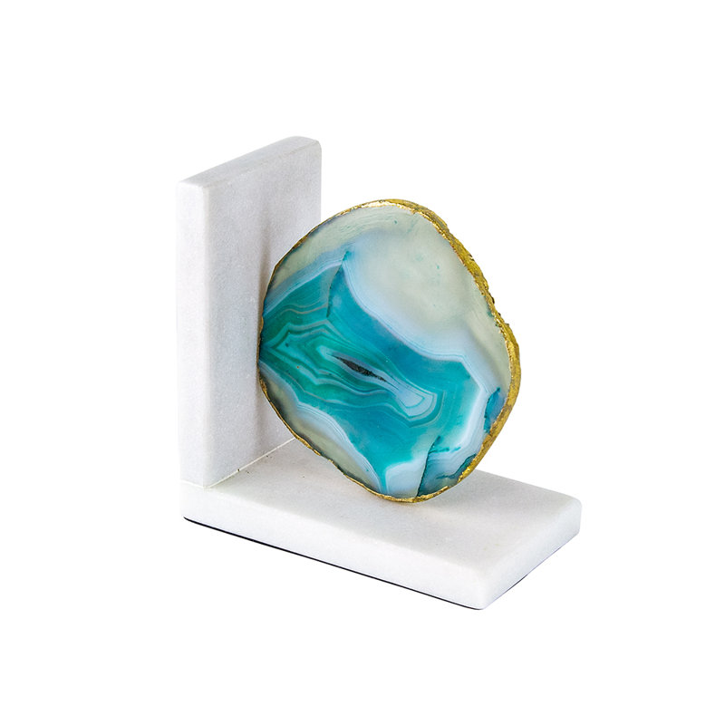 Serre-livres décoratifs en agate, Noir/vert