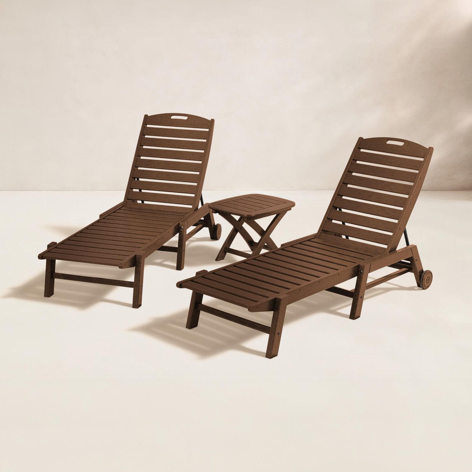 POLYWOOD® Nautical 27" Patio Chaise Lounge Set, Teak