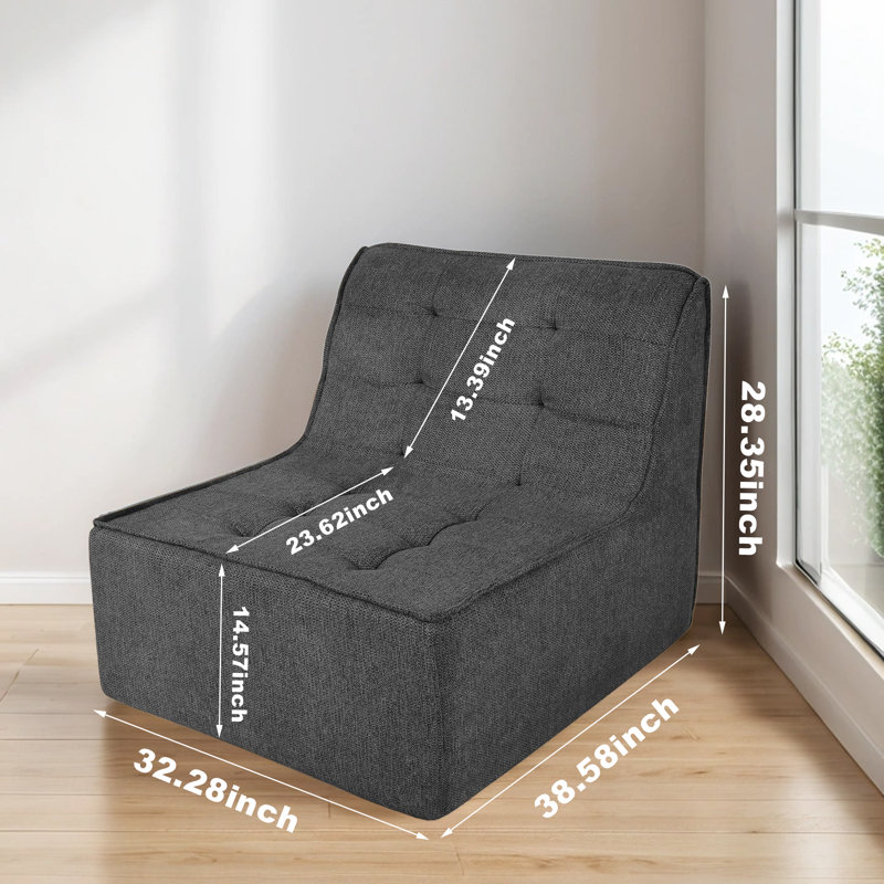 Serta 33"D x 39"W Ergonomic Linen Memory Foam Bean Bag Chair, Bean Bag Sofa with Removable and Machine Washable Cover, Accent Sofa Chair Lounger, Game Chair