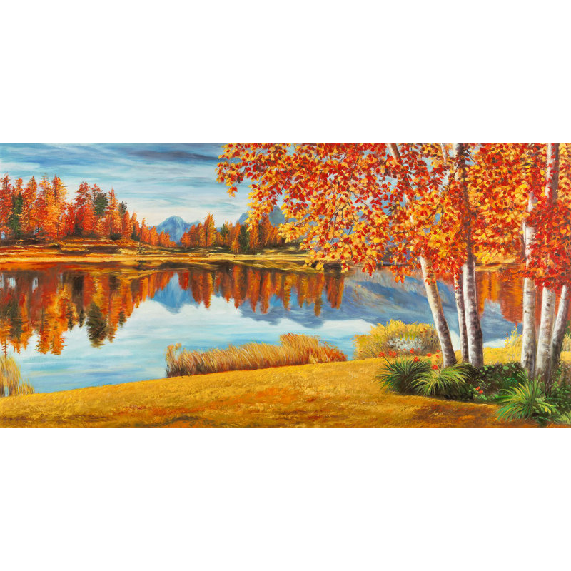 Forest on the Lake 1 Piece Wrapped Canvas Painting, 35cm H x 70cm W x 4cm D