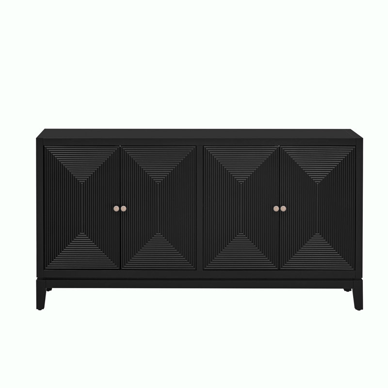 Console avec rangement et armoire de rangement, Noir, noir, noir, noir