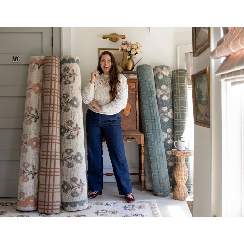 Jenni Yolo Home x Livabliss Louise Rug, Rectangle 5'3" x 7', Ivory/Light Brown/Dusty Pink/Black