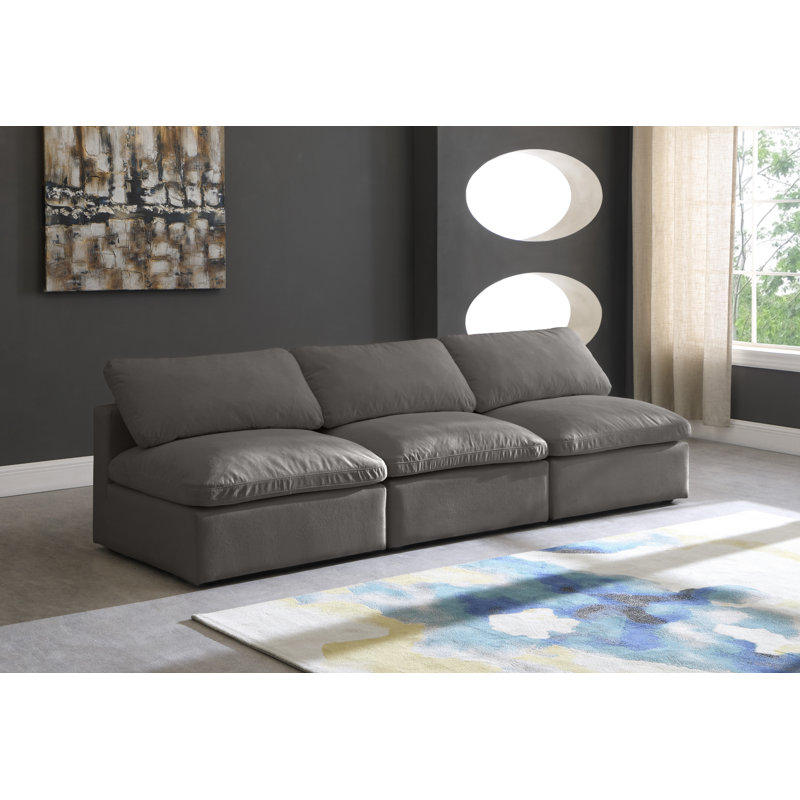 Canapé modulaire sans accoudoirs en velours de 105 po Atis, Velours gris