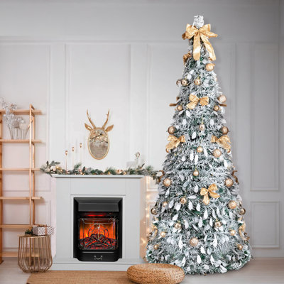 Arbre de Noël vert 7 pi avec ornements dorés