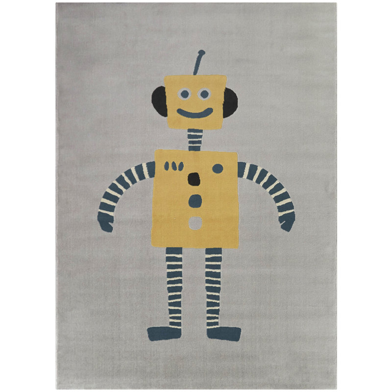 Tapis gris Rob pour enfants Rob, Rectangle 4 pi 4 po x 6 pi