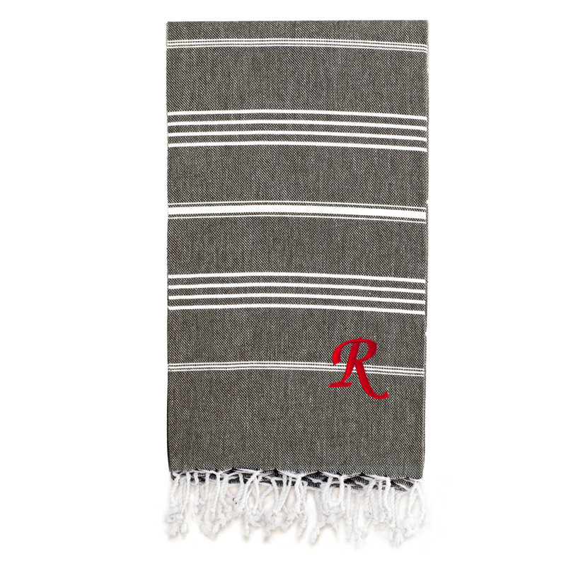 Pestemal Turkish Cotton Beach Towel, Dark Grey/White, R