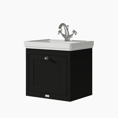 Bayswater Hartleigh 500mm Matt Black 1 Drawer Floor Standing Cabinet With 1 Tap Hole Fireclay Basin