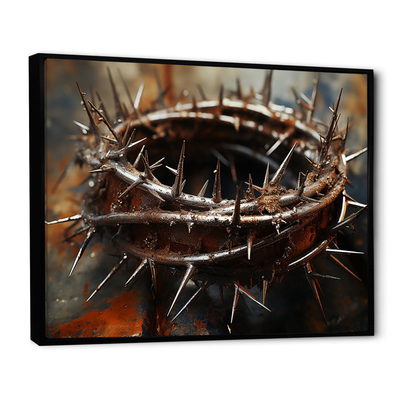 Couronne d'épines, «Christianity I», art mural sur toile, Cadre flottant noir, H 34 po x l 44 po x P 1,5 po