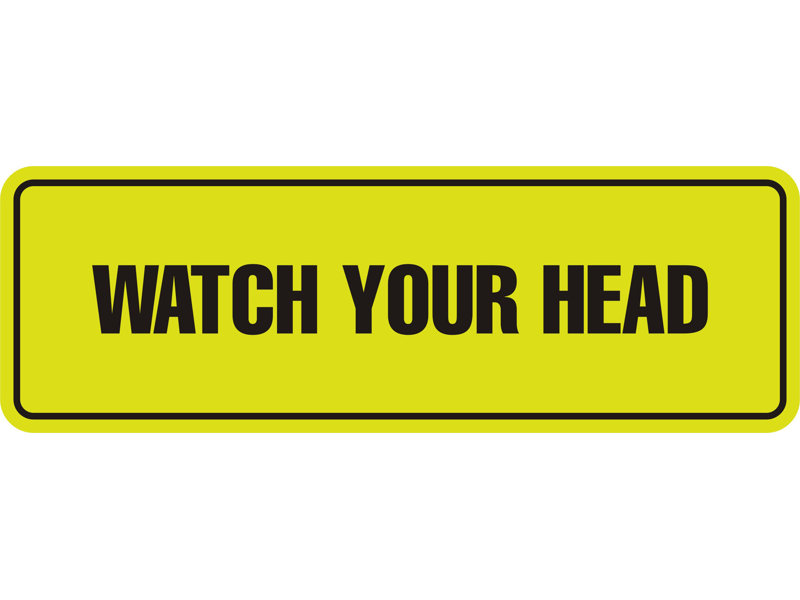 Signe standard de votre tête (noir) - moyen, H 1 po x l 9 po x P 3 po, Jaune / noir