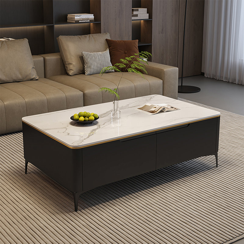 Italian rectangular SLATE coffee table, 16.5" H x 39.4" L x 19.7" W