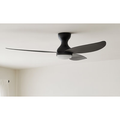 Banks - 52'' 3 Blade LED Ceiling Fan - Black Finish - Remote Control Type