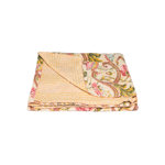 50" X 70" Blue and Brown Kantha Cotton Floral Throw Blanket with Embroidery