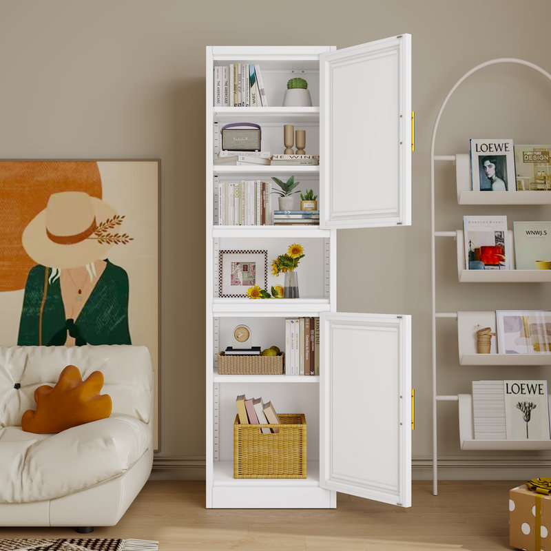 Fashion Metal Kitchen Living Room Pantry Storage Cabinet With Open Countertop, White